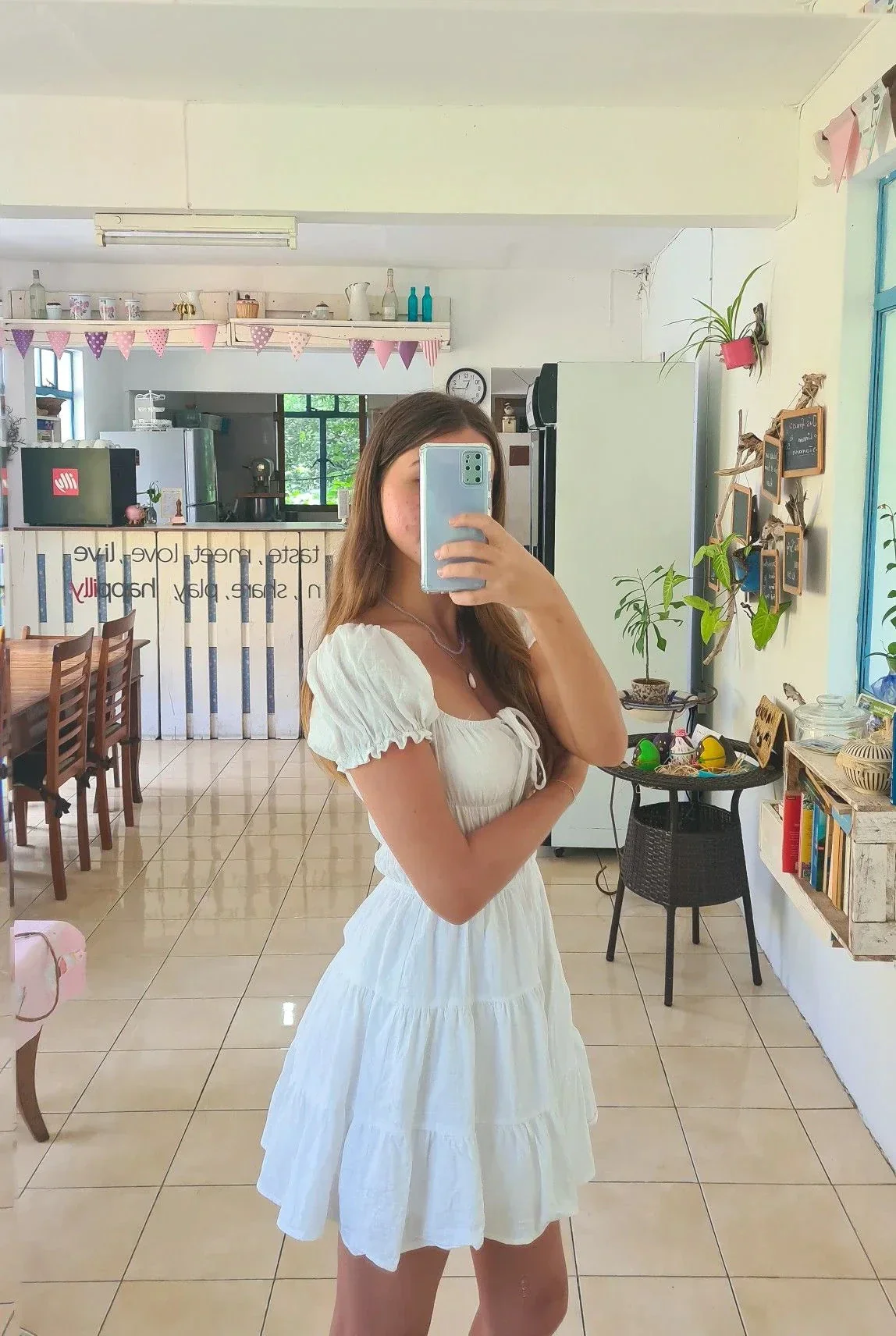 A-line White Homecoming Dress White Party Dress Y2326 - Image 2