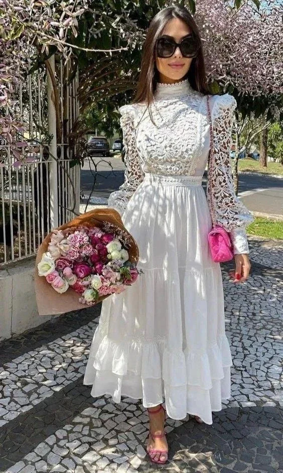A-Line White Lace Occasion Dress Homecoming Dress Y5460 - Image 2