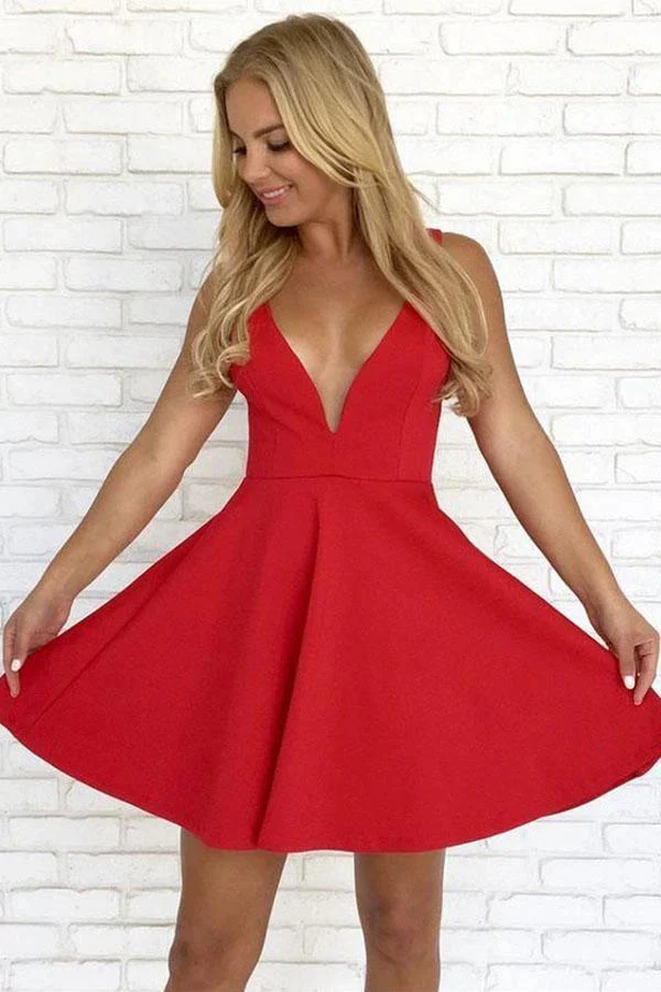 A-line White Straps Satin Backless Short Prom Dress Homecoming Dress PD286 - Image 2