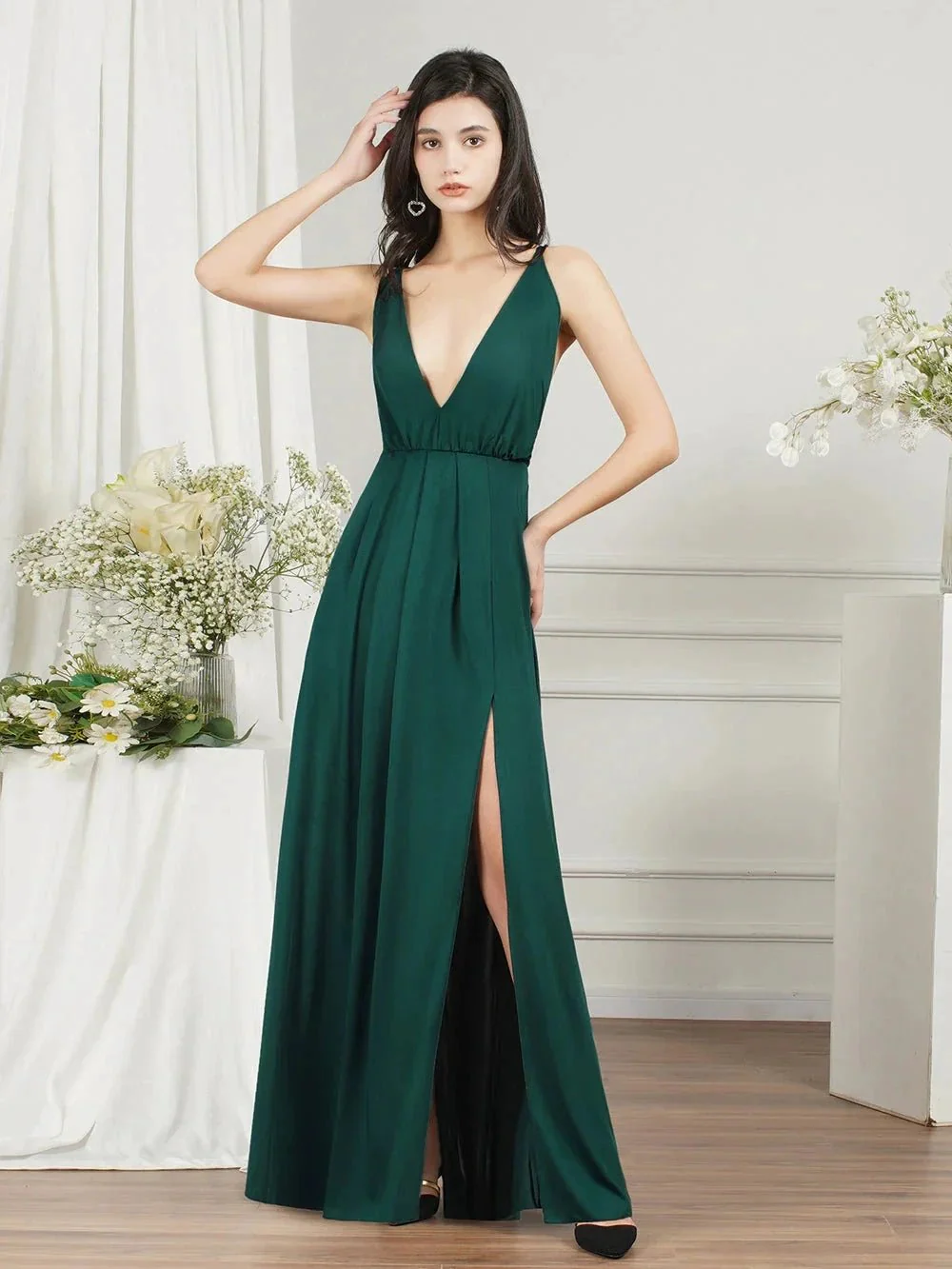Affordable V-Neck Straps Chiffon Bridesmaid Dresses - Image 6