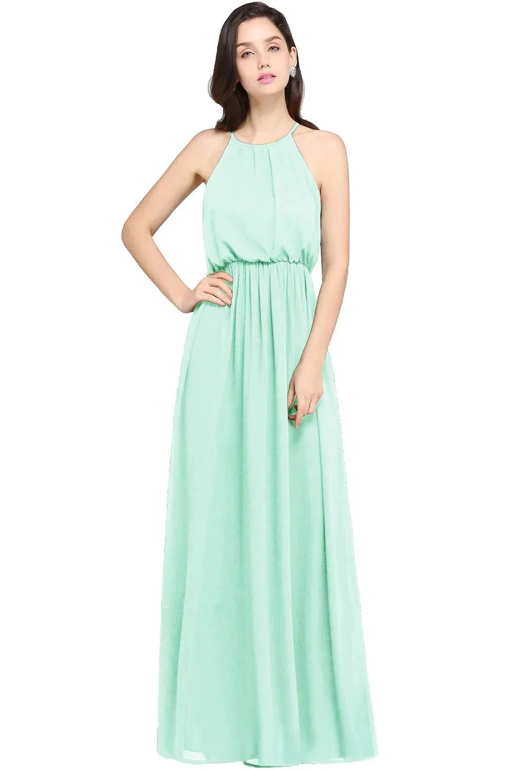 Amazing A-Line Scoop Sleeveless Chiffon Bridesmaid Dress - Image 3