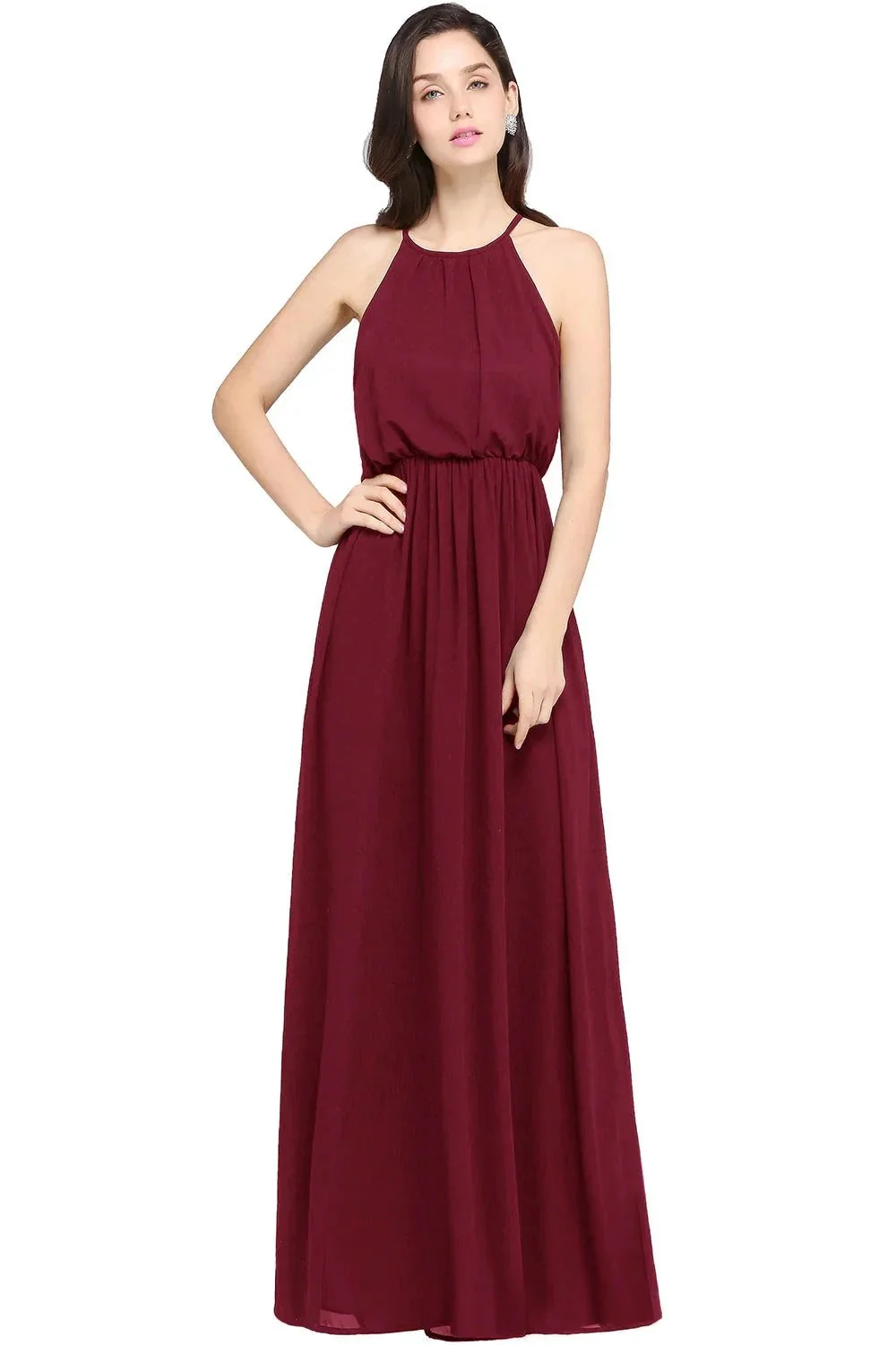 Amazing A-Line Scoop Sleeveless Chiffon Bridesmaid Dress - Image 4