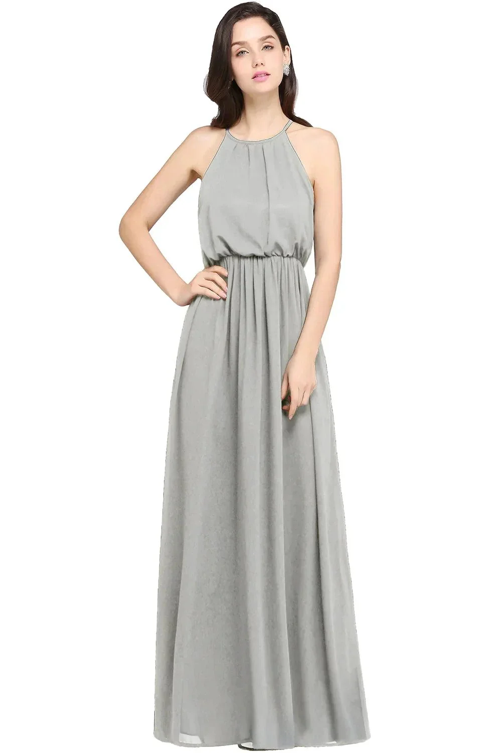 Amazing A-Line Scoop Sleeveless Chiffon Bridesmaid Dress - Image 5