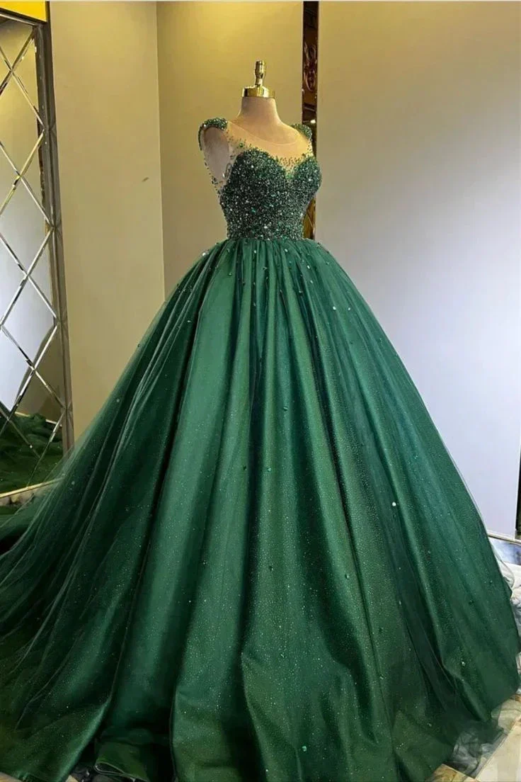 Amazing Ball Gown Green Tulle Princess Dress Sweet 15 Dress Y5405 - Image 2