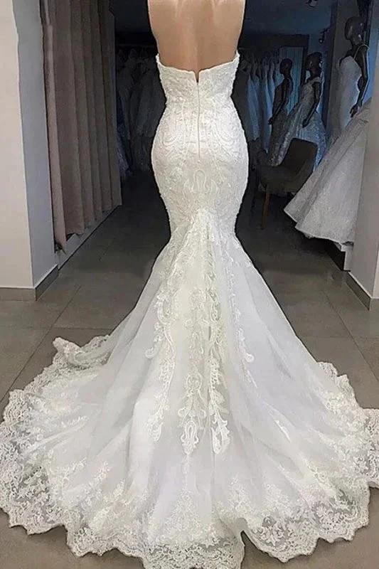 Amazing Sweetheart Appliqued Mermaid Elegant Wedding Dresses - Image 2