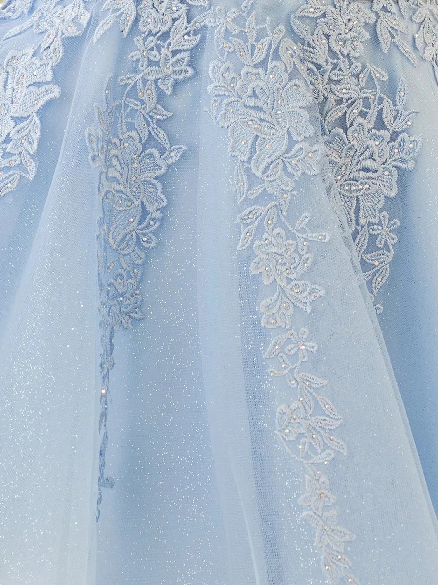 A-Line Spaghetti-Straps Sky Blue Lace Homecoming Dress With Appliques - Image 6