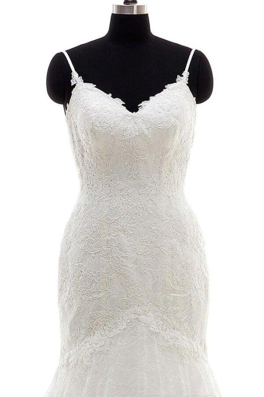 Appliques Spaghetti Strap Mermaid Elegant Wedding Dresses - Image 3