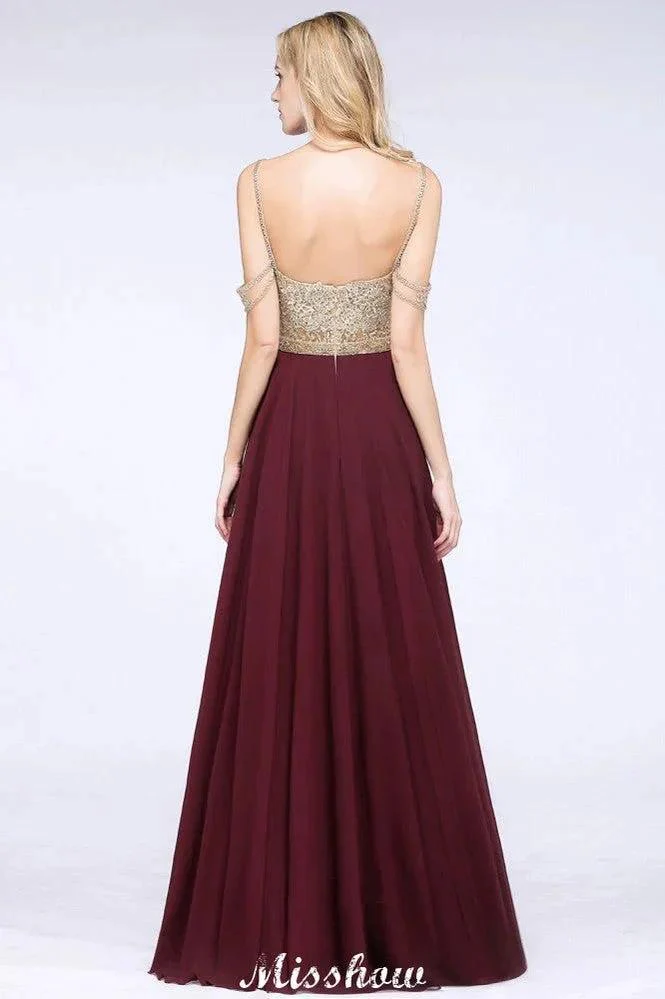 Appliques Spaghetti Straps Prom Dresses | A-Line Sleeveless Evening Dresses - Image 4