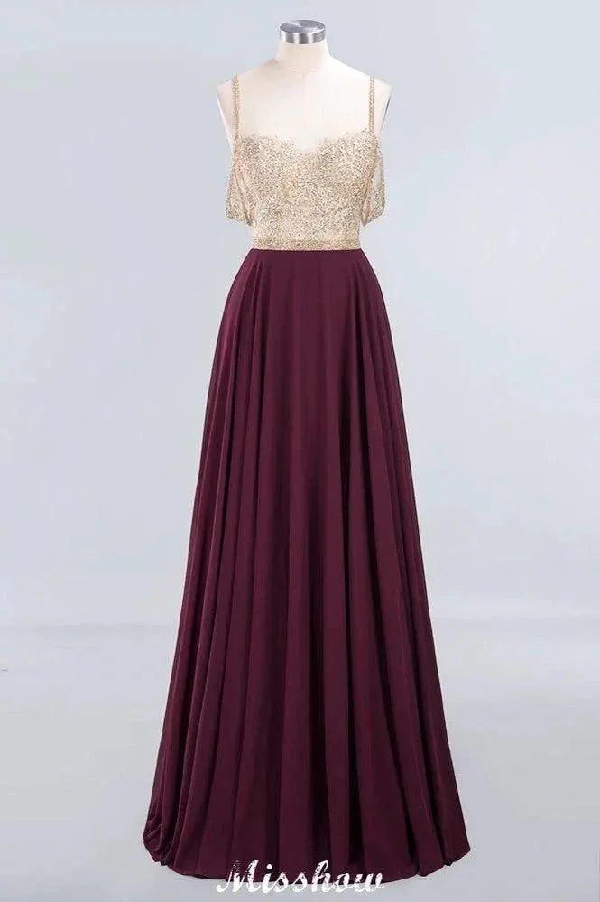 Appliques Spaghetti Straps Prom Dresses | A-Line Sleeveless Evening Dresses - Image 9