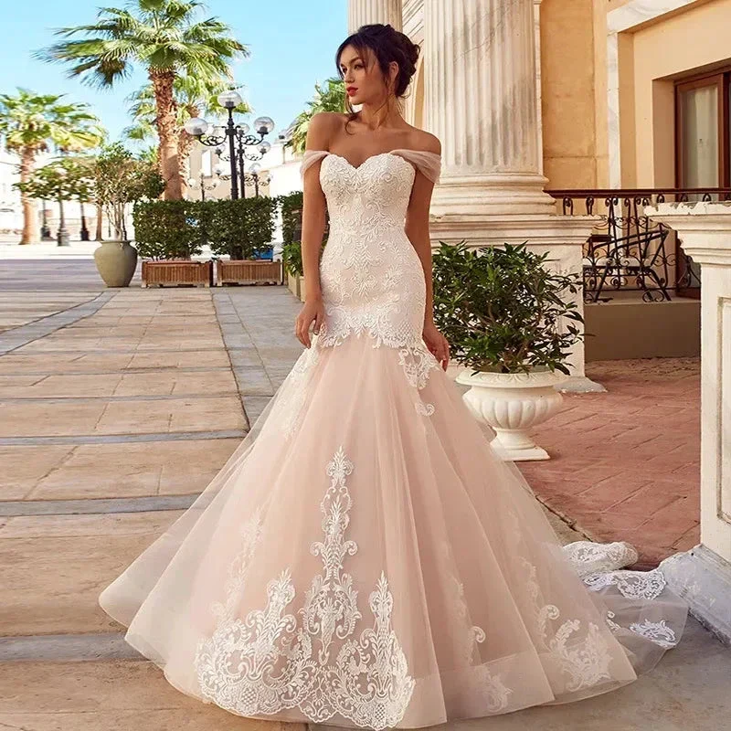 Appliques Vestido De Noiva Sexy Backless Mermaid Vestidos De Novia Off The Shoulder Lace Up Wedding Dresses Lace Robe De Mariée - Image 3