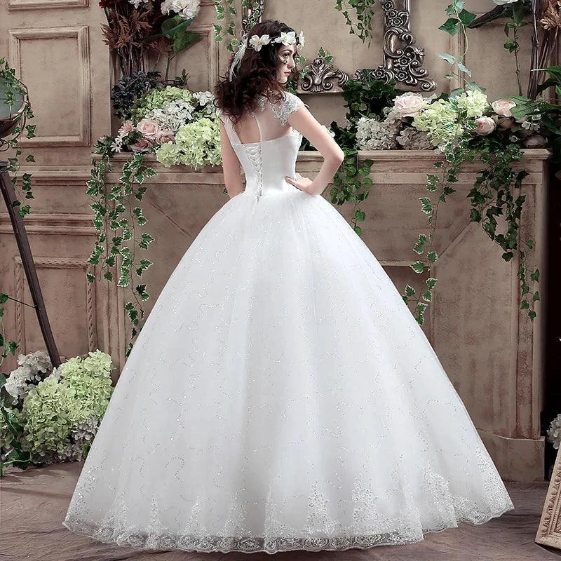 Applqiues Vestido De Noiva Cap Sleeve Wedding Dresses V-neck Vestidos De Novia - Image 2