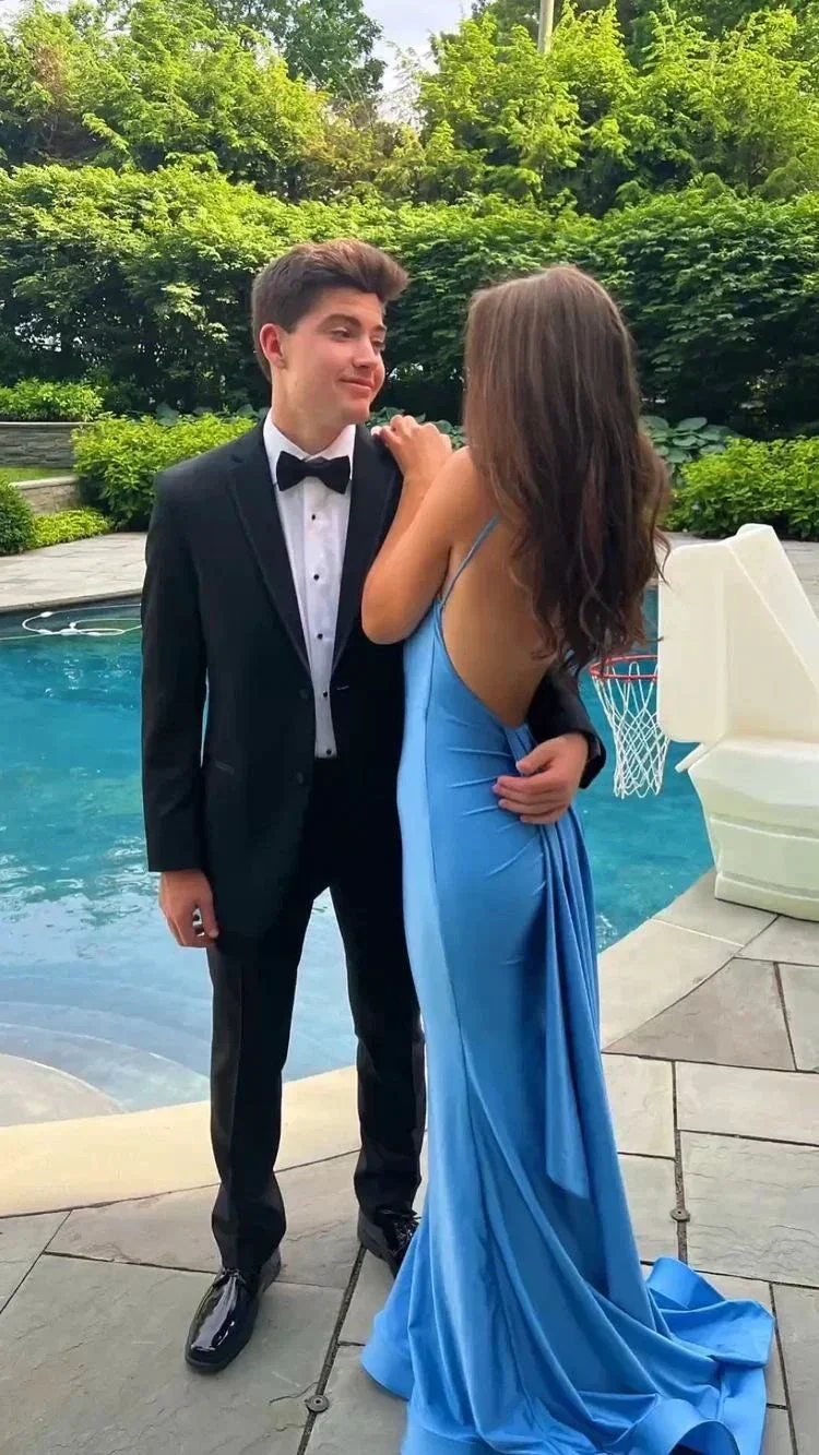 Atlantic Blue Mermaid Backless Prom Dress Elegant Evening Dress Y303 - Image 8