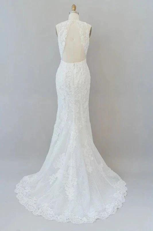Awesome Illusion Lace Mermaid Elegant Wedding Dresses - Image 2