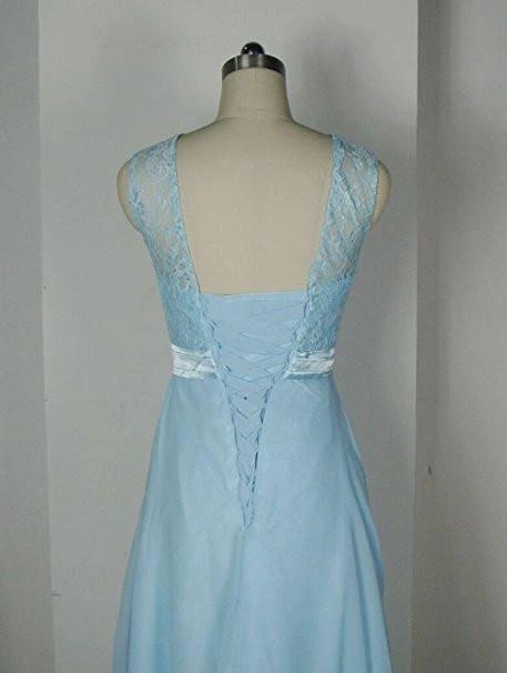 Baby Blue Lace Tank Bridesmaid Dresses For Wedding Party BD012 - Image 2