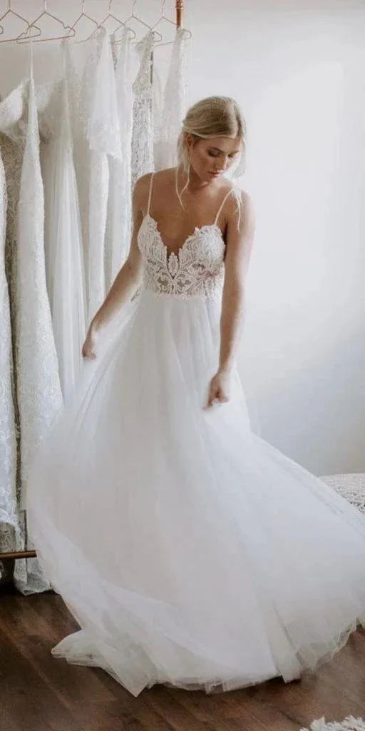 Backless Lace/Tulle Beach Wedding Dress Fashion Bridal Gown WD432 - Image 3