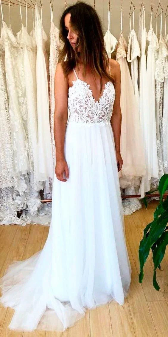Backless Lace/Tulle Beach Wedding Dress Fashion Bridal Gown WD432 - Image 4