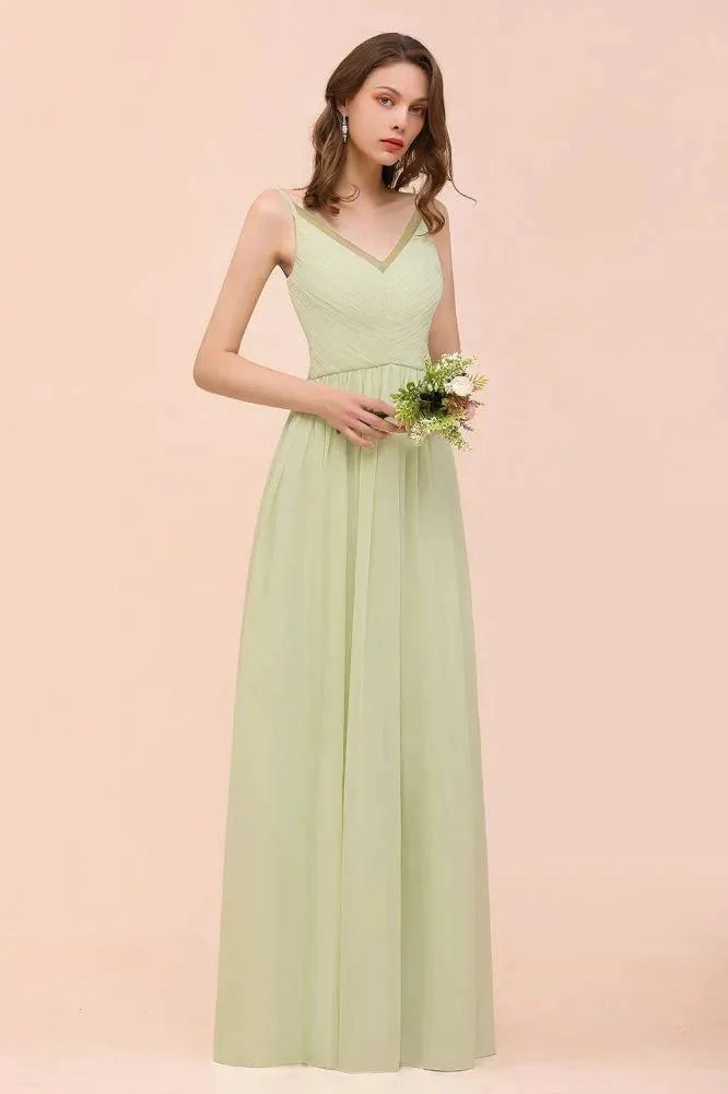 Backless Sage Bridesmaid Dress Floor Length Spring /Summer Maid of honor Dress - Image 2