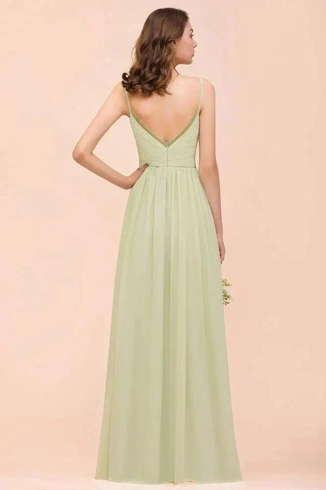 Backless Sage Bridesmaid Dress Floor Length Spring /Summer Maid of honor Dress - Image 3