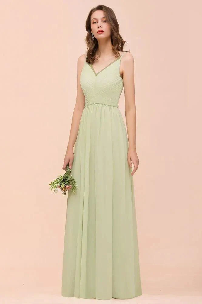 Backless Sage Bridesmaid Dress Floor Length Spring /Summer Maid of honor Dress - Image 4