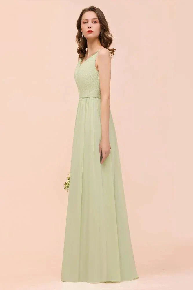 Backless Sage Bridesmaid Dress Floor Length Spring /Summer Maid of honor Dress - Image 6