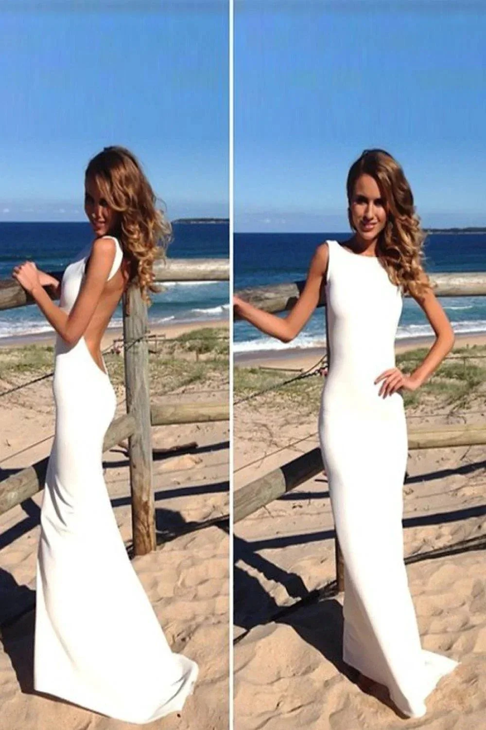 Backless Sheath Chiffon Long Prom Dresses Evening Dresses  PG 234 - Image 2