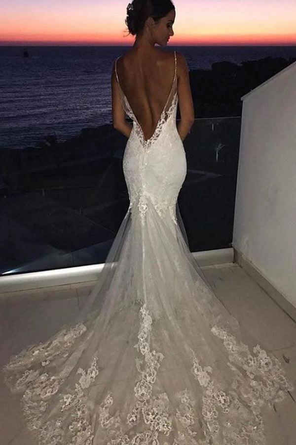 Wedding Dresses Lace Mermaid  Sexy Spaghetti Straps Bride Dress  WD597 - Image 2