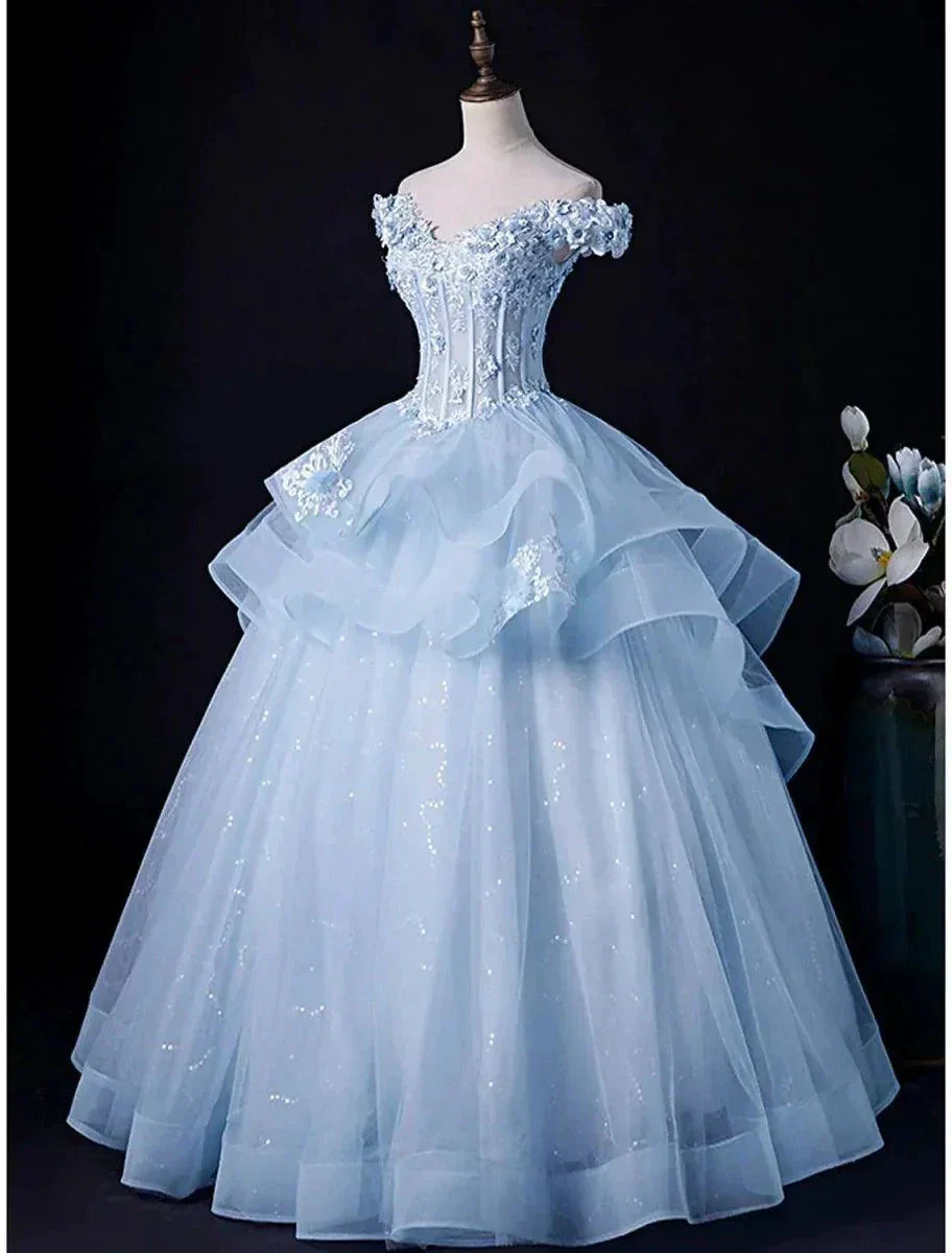 Ball Gown Evening Gown Minimalist Dress Formal Wedding Party Floor Length Sleeveless Off Shoulder Tulle Backless with Pleats Appliques - Image 2