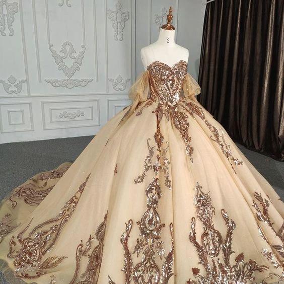 Ball Gown Fashion Gold Sweetheart Quinceanera Dresses Y2859 - Image 2