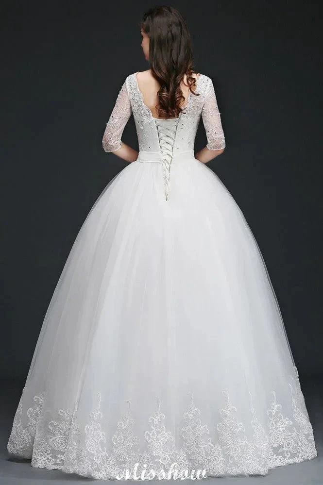 Ball Gown Floor Length Tulle Glamorous Wedding Dresses with Lace - Image 2