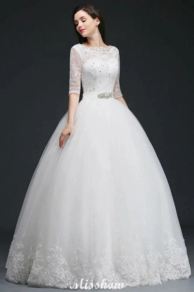 Ball Gown Floor Length Tulle Glamorous Wedding Dresses with Lace - Image 3