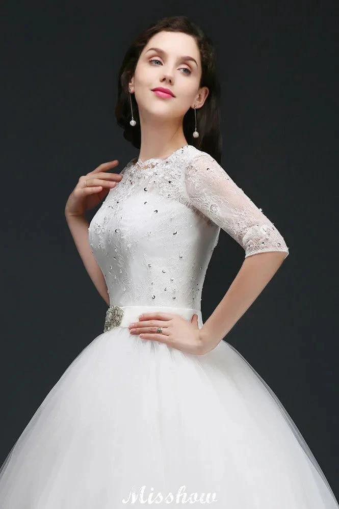 Ball Gown Floor Length Tulle Glamorous Wedding Dresses with Lace - Image 4