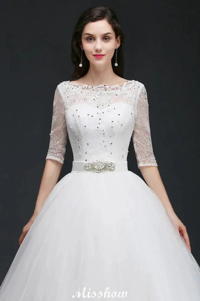 Ball Gown Floor Length Tulle Glamorous Wedding Dresses with Lace - Image 5
