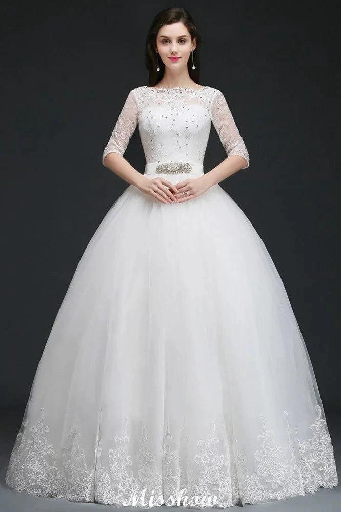 Ball Gown Floor Length Tulle Glamorous Wedding Dresses with Lace - Image 6