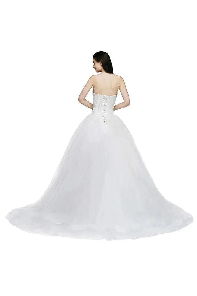 Ball Gown Lace Sweetheart Tulle Wedding Dress - Image 2