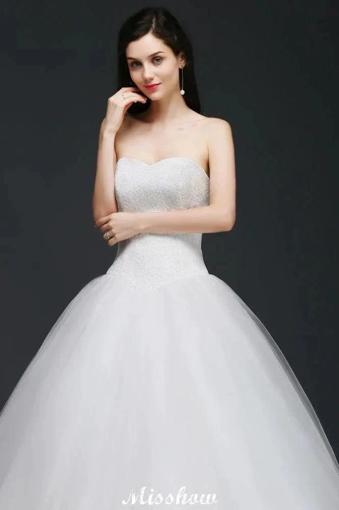 Ball Gown Lace Sweetheart Tulle Wedding Dress - Image 3