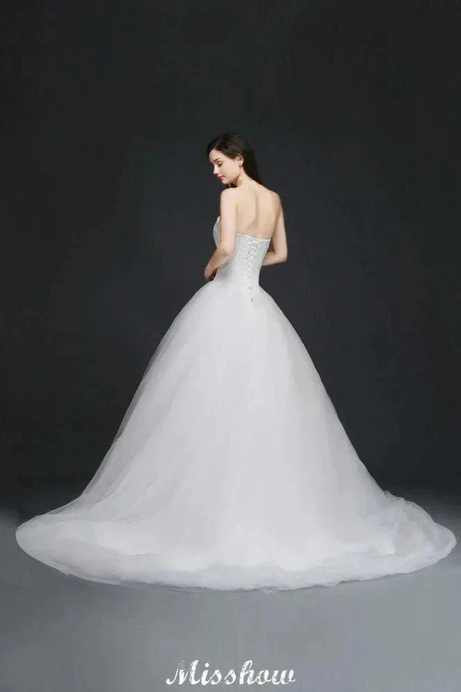 Ball Gown Lace Sweetheart Tulle Wedding Dress - Image 4