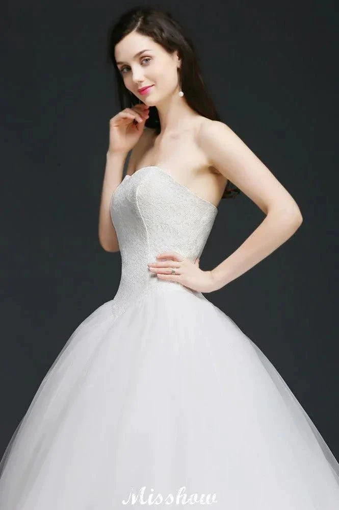 Ball Gown Lace Sweetheart Tulle Wedding Dress - Image 6