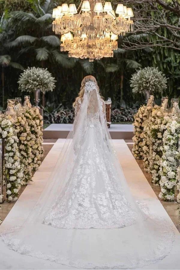 Ball Gown Lace White Wedding Dress With Detachable Long Sleeves  WD644 - Image 5