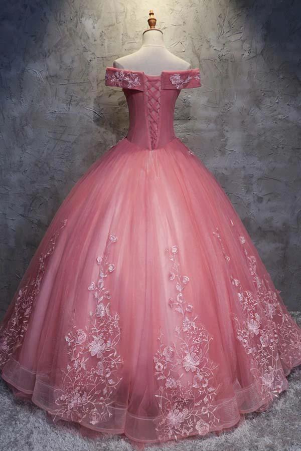 Ball Gown Off-the-Shoulder  Tulle Wedding Dress With Appliques  WD196 - Image 2