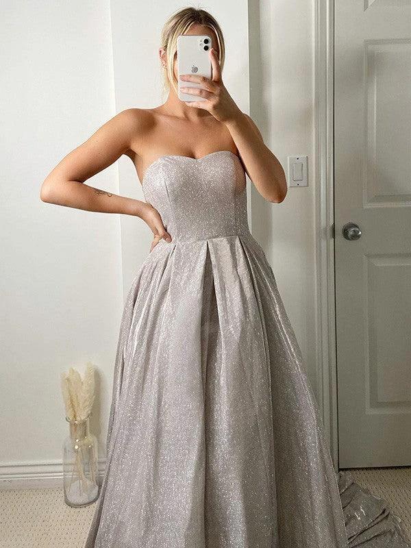 Ball Gown Ruffles Sleeveless Sequins Sweetheart Prom Dresses - Image 2