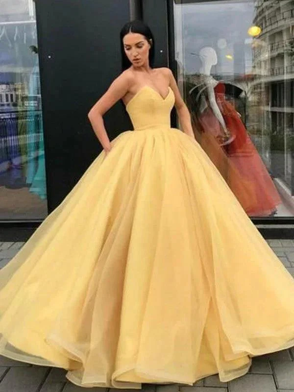 Ball Gown Sleeveless Sweetheart Organza Floor-Length Prom Dresses - Image 2