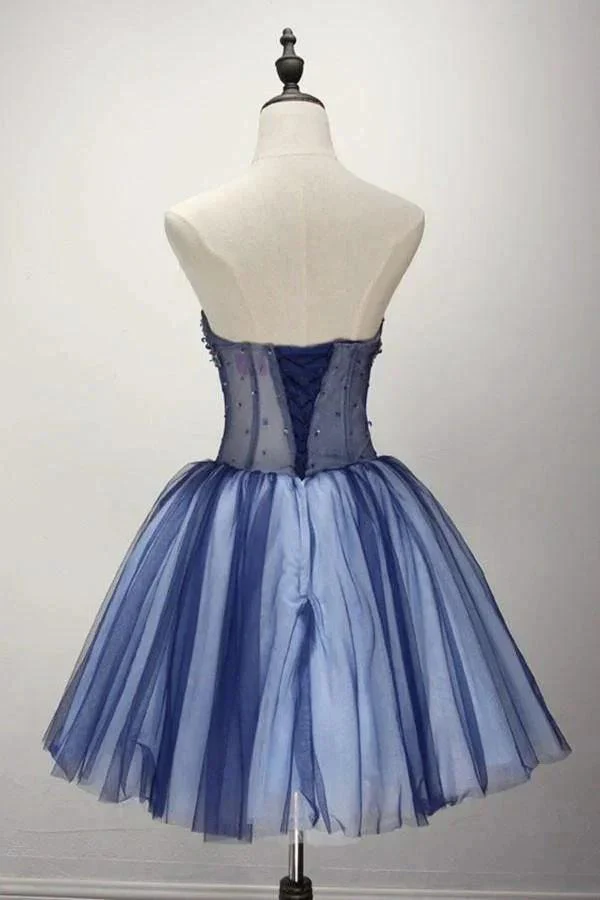 Ball Gown Strapless Short Tulle Homecoming Dress With Beading  PG139 - Image 2