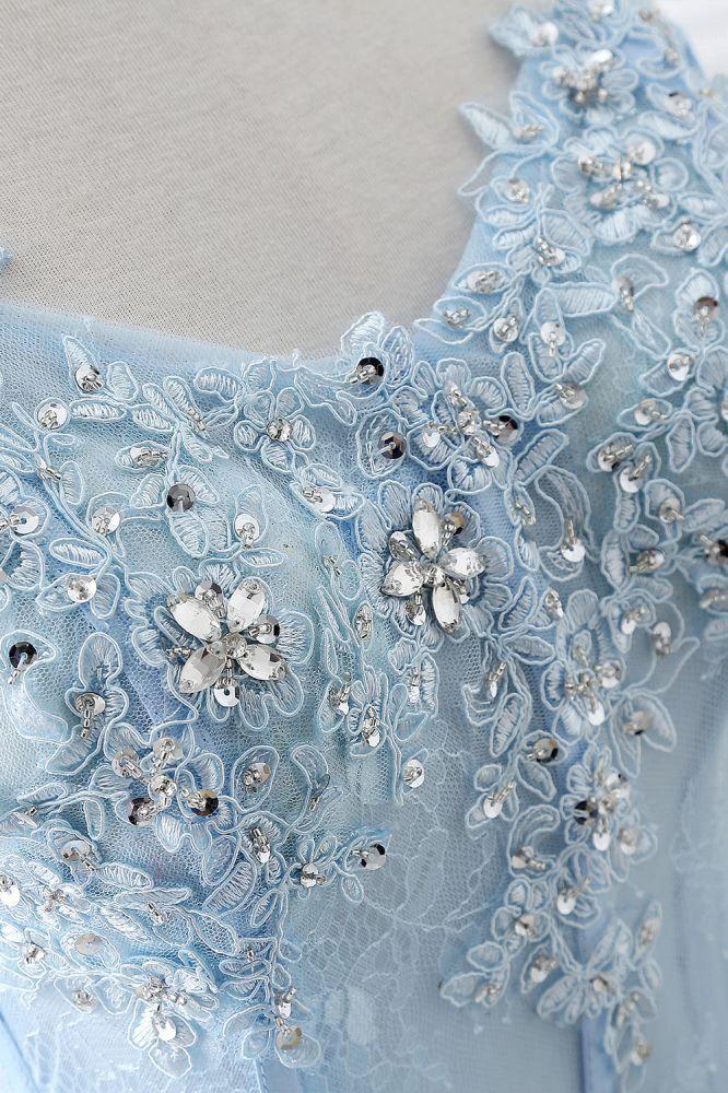 Ball Gown Sweetheart Tulle Sky Blue Prom Dress with Sequins - Image 6