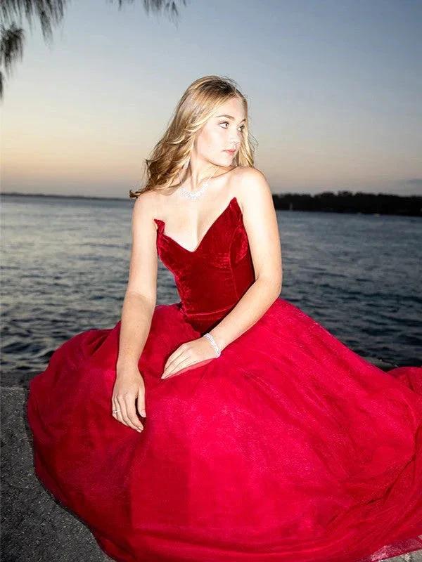Ball Gown Sweetheart Tulle Sleeveless Court Train Prom Dresses - Image 5