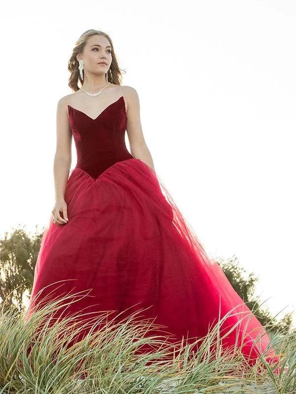 Ball Gown Sweetheart Tulle Sleeveless Court Train Prom Dresses - Image 6