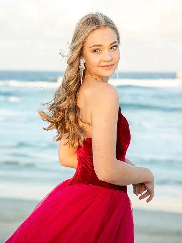 Ball Gown Sweetheart Tulle Sleeveless Court Train Prom Dresses - Image 7
