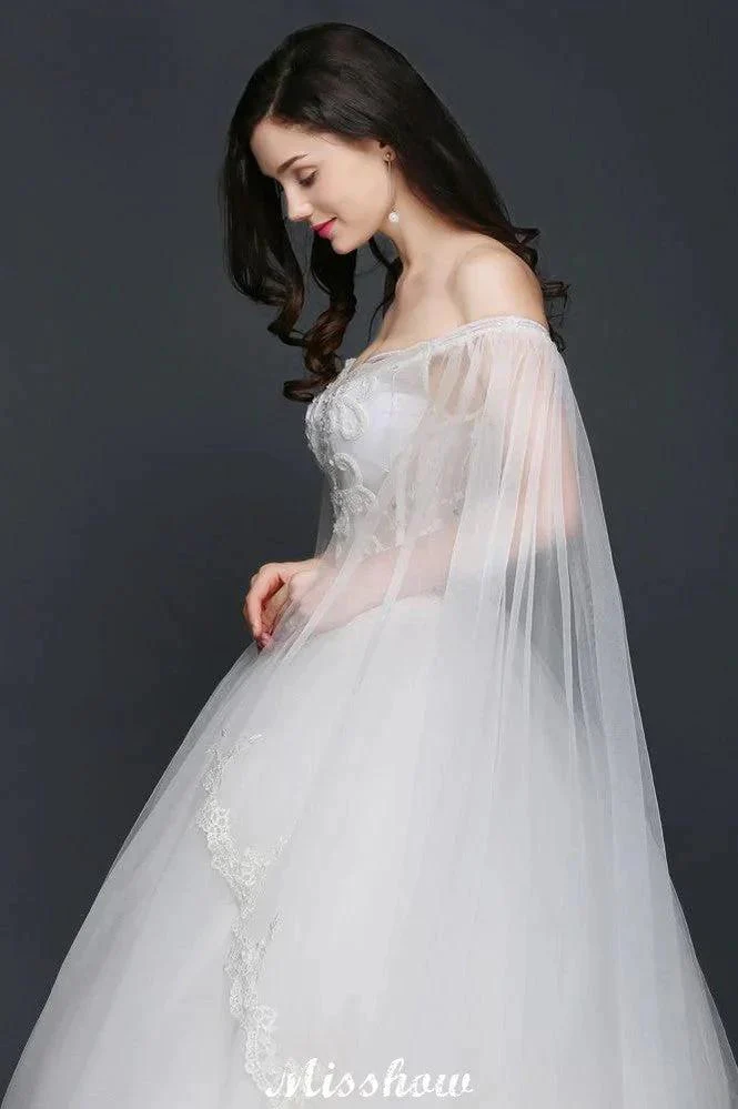 Ball Gowns Appliques Straps Tulle Elegant Wedding Dresses - Image 3
