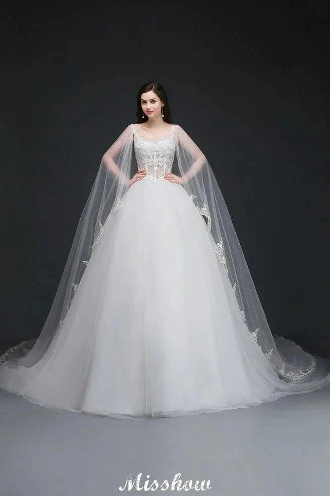 Ball Gowns Appliques Straps Tulle Elegant Wedding Dresses - Image 4
