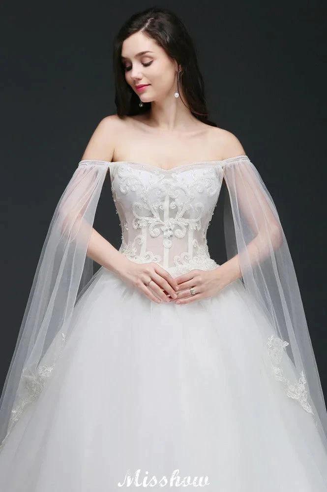 Ball Gowns Appliques Straps Tulle Elegant Wedding Dresses - Image 5