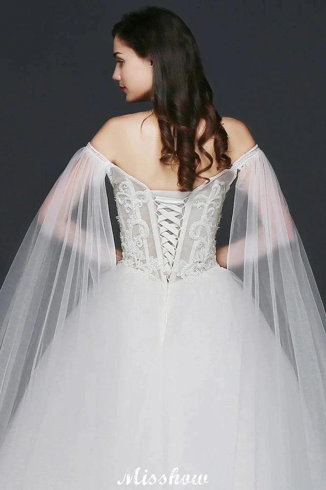 Ball Gowns Appliques Straps Tulle Elegant Wedding Dresses - Image 6